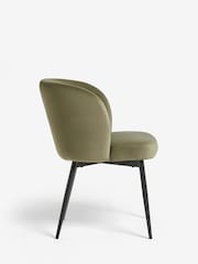 Set of 2 Soft Velvet Dark Sage Green Otis Carver Arm Dining Chairs - Image 5 of 8
