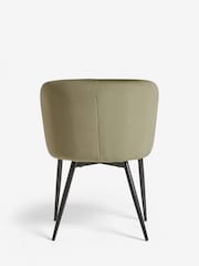 Set of 2 Soft Velvet Dark Sage Green Otis Carver Arm Dining Chairs - Image 6 of 8