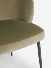 Set of 2 Soft Velvet Dark Sage Green Otis Carver Arm Dining Chairs - Image 7 of 8