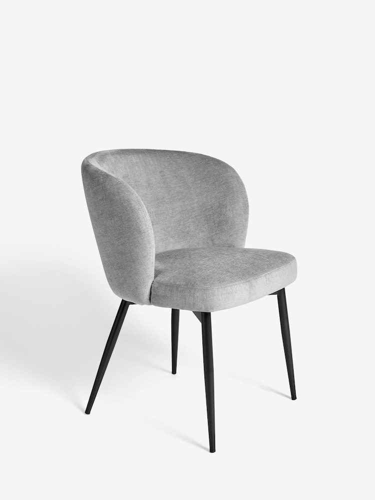 Set of 2 Fine Chenille Mid Grey Otis Carver Arm Dining Chairs - Image 2 of 8