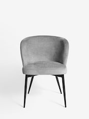 Set of 2 Fine Chenille Mid Grey Otis Carver Arm Dining Chairs - Image 3 of 8