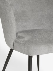 Set of 2 Fine Chenille Mid Grey Otis Carver Arm Dining Chairs - Image 6 of 8