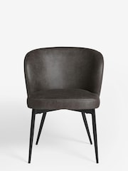 Set of 2 Monza Faux Leather Dark Grey Otis Carver Arm Dining Chairs - Image 2 of 8