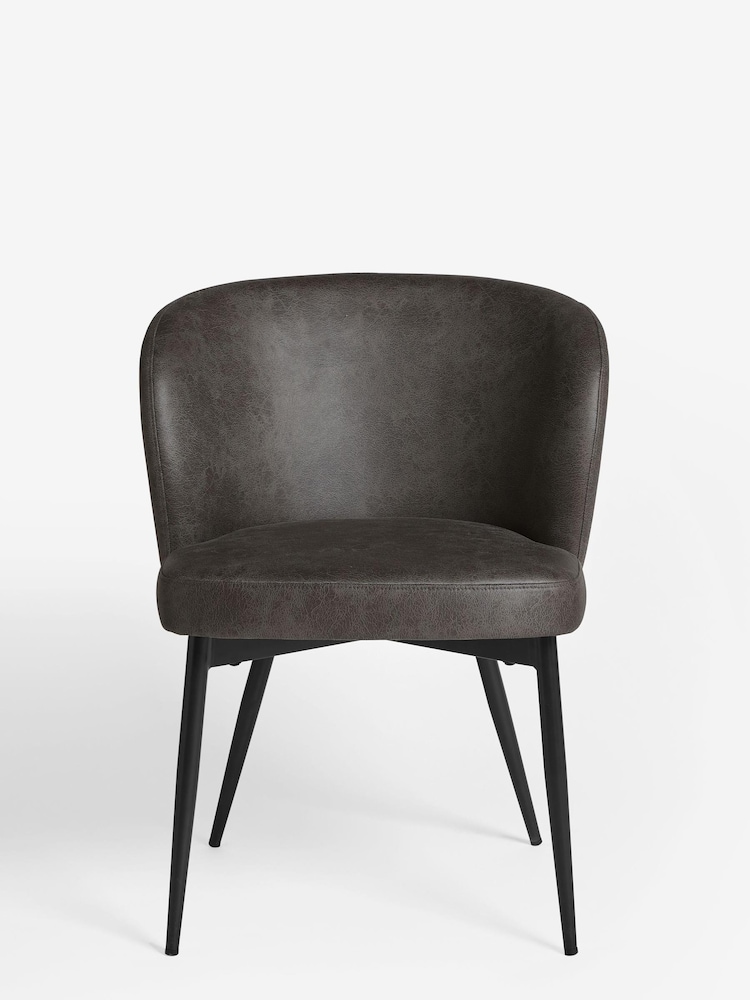 Set of 2 Monza Faux Leather Dark Grey Otis Carver Arm Dining Chairs - Image 2 of 8