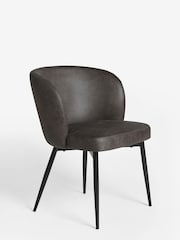 Set of 2 Monza Faux Leather Dark Grey Otis Carver Arm Dining Chairs - Image 3 of 8