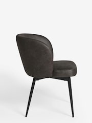 Set of 2 Monza Faux Leather Dark Grey Otis Carver Arm Dining Chairs - Image 4 of 8