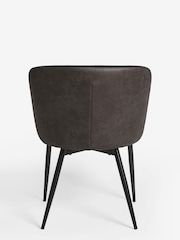 Set of 2 Monza Faux Leather Dark Grey Otis Carver Arm Dining Chairs - Image 5 of 8