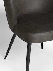 Set of 2 Monza Faux Leather Dark Grey Otis Carver Arm Dining Chairs - Image 6 of 8