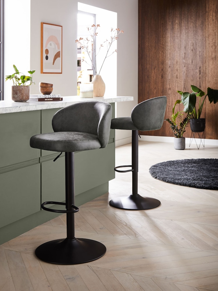Monza Faux Leather Dark Grey Otis Bar Stool - Image 1 of 8