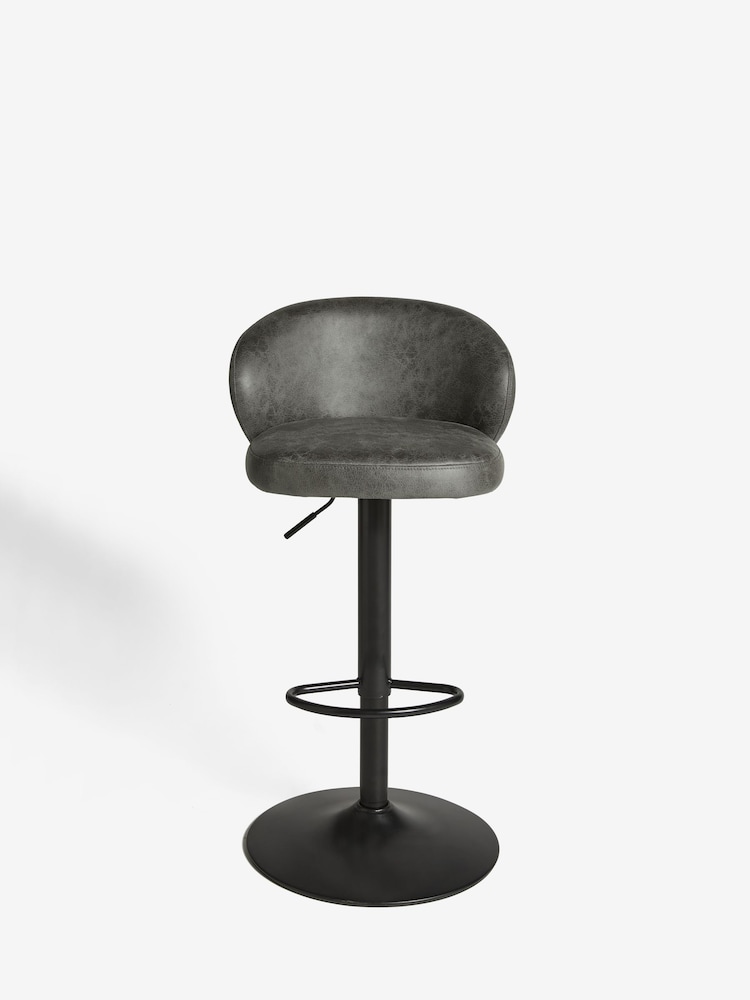Monza Faux Leather Dark Grey Otis Bar Stool - Image 2 of 8