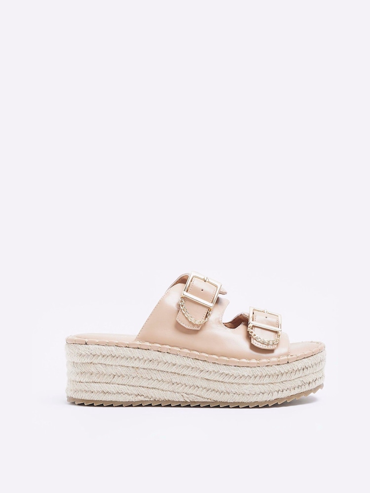 River Island Pink Girls Backless Wedge Espadrille Sandals - Image 1 of 5