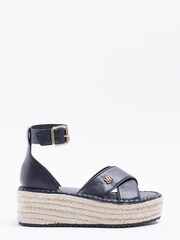 River Island Espadrille Flatform Black Sandals - Image 1 of 4