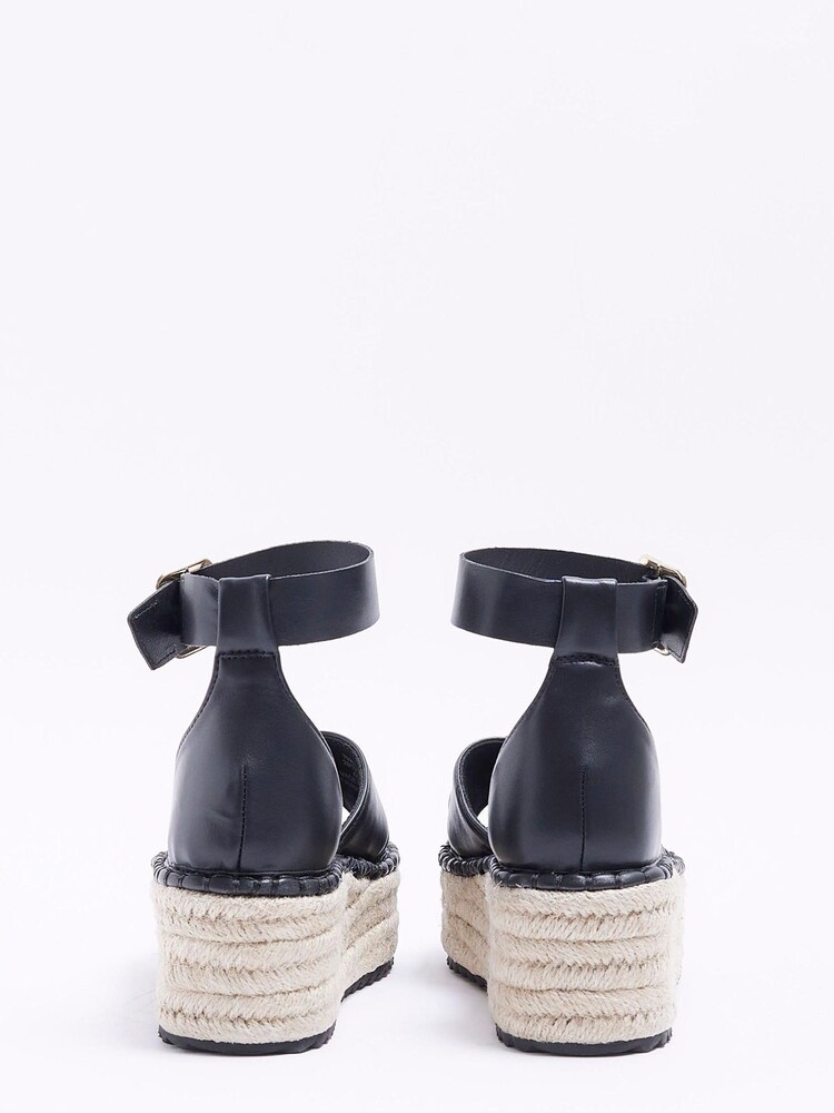 River Island Espadrille Flatform Black Sandals - Image 2 of 4