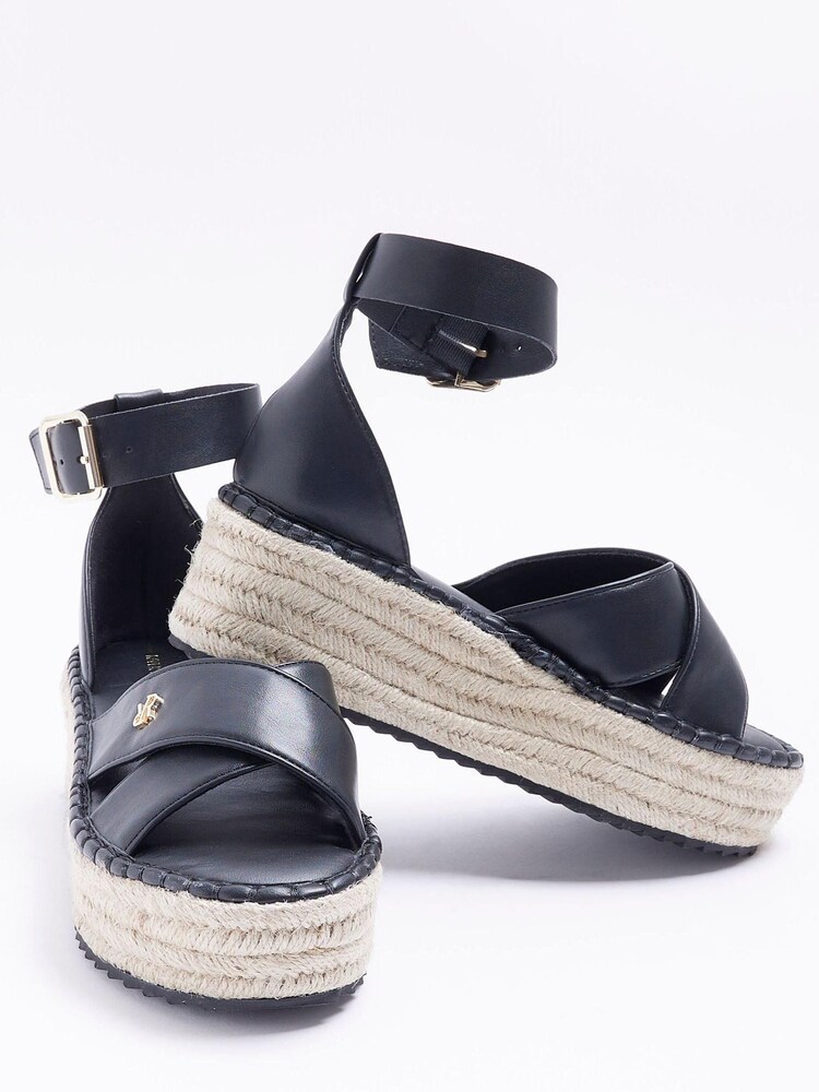 River Island Espadrille Flatform Black Sandals - Image 4 of 4