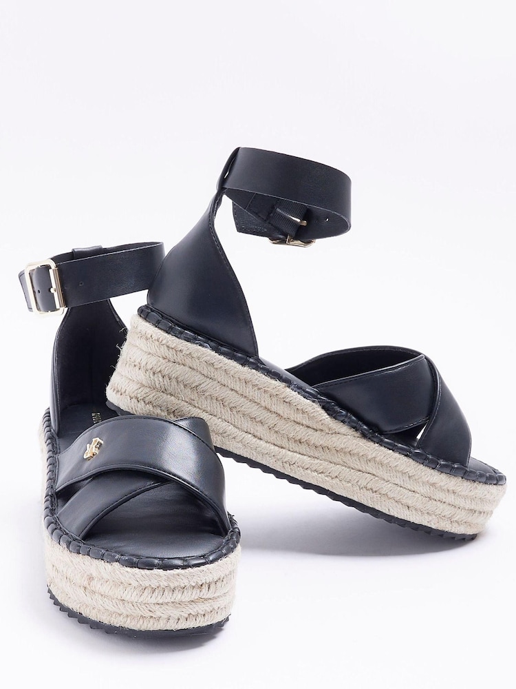 River Island Espadrille Flatform Black Sandals - Image 4 of 4 River Island Espadrille Flatform Black Sandals - Image 4 of 4