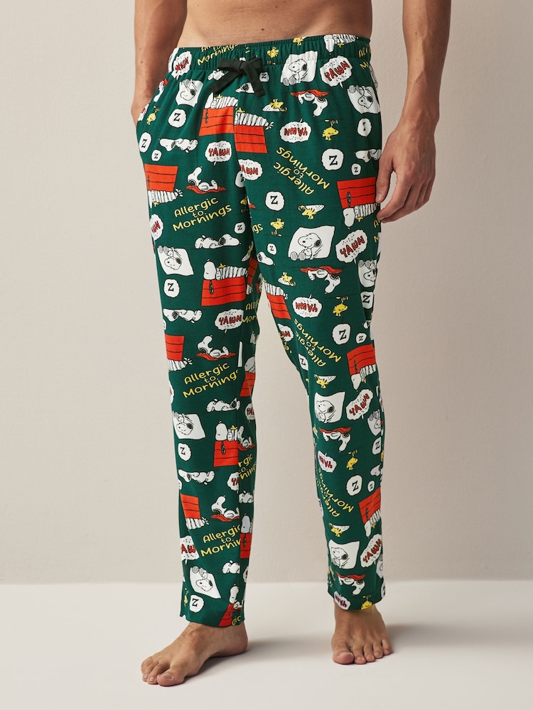 Snoopy Green License Motionflex Cosy Pyjama Bottoms - Image 1 of 6