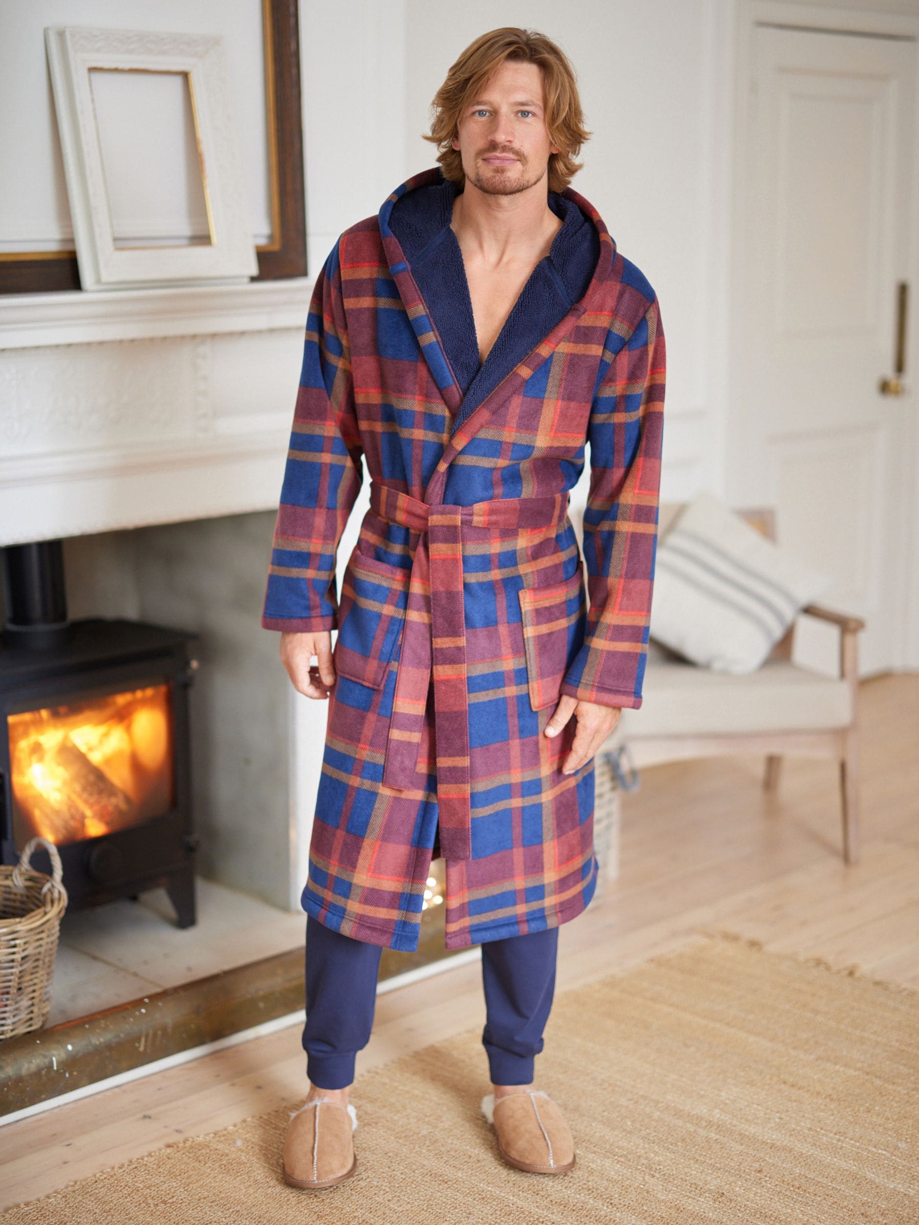 Red check dressing gown clearance