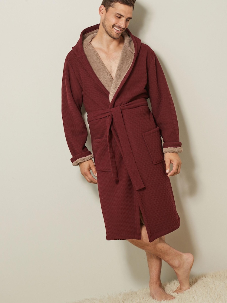 Red Borg Lined Hooded Dressing Gown - Image 1 of 7