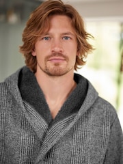 Grey Herringbone Signature Borg Lined Dressing Gown - Image 1 of 11