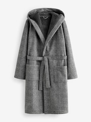 Grey Herringbone Signature Borg Lined Dressing Gown - Image 10 of 11