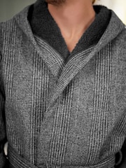Grey Herringbone Signature Borg Lined Dressing Gown - Image 8 of 11