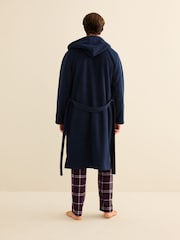 Navy Blue Borg Lined Hooded Dressing Gown - Image 3 of 10