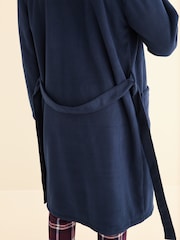 Navy Blue Borg Lined Hooded Dressing Gown - Image 6 of 10