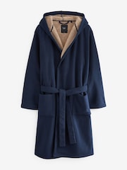 Navy Blue Borg Lined Hooded Dressing Gown - Image 7 of 10