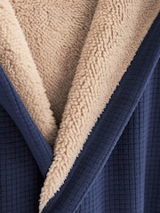 Navy Blue Borg Lined Hooded Dressing Gown - Image 9 of 10