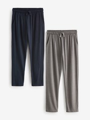 Navy Blue/Grey Open 2 Pack Lasting Fresh Cotton Rich Pyjama Bottoms - Image 7 of 11