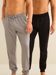 Negru/Gri - Strâmt - Pantaloni de pijama cu conținut bogat de bumbac 2 Pachet Lasting Fresh - Imaginea 1 din 14