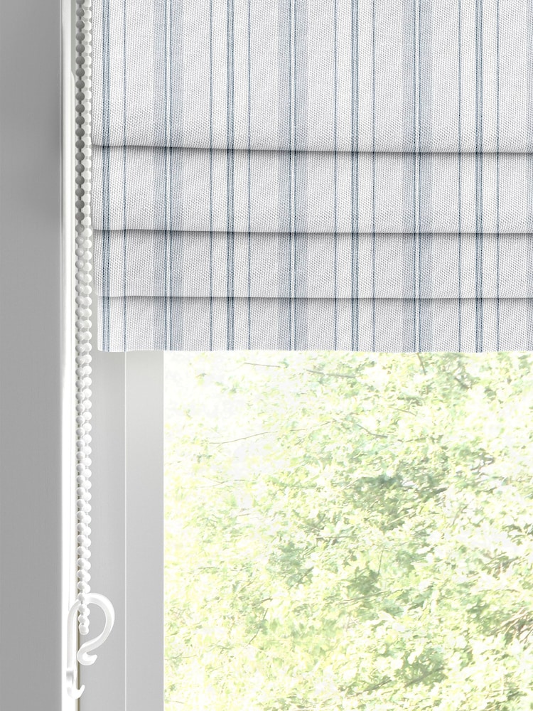Laura Ashley Grey 100% Cotton Suffolk Stripe Made to Measure Roman Blinds - Image 2 of 6