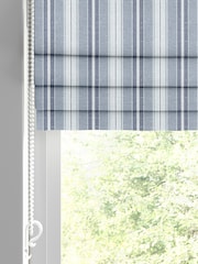 Laura Ashley Blue 100% Cotton Suffolk Stripe Made to Measure Roman Blinds - Image 2 of 6