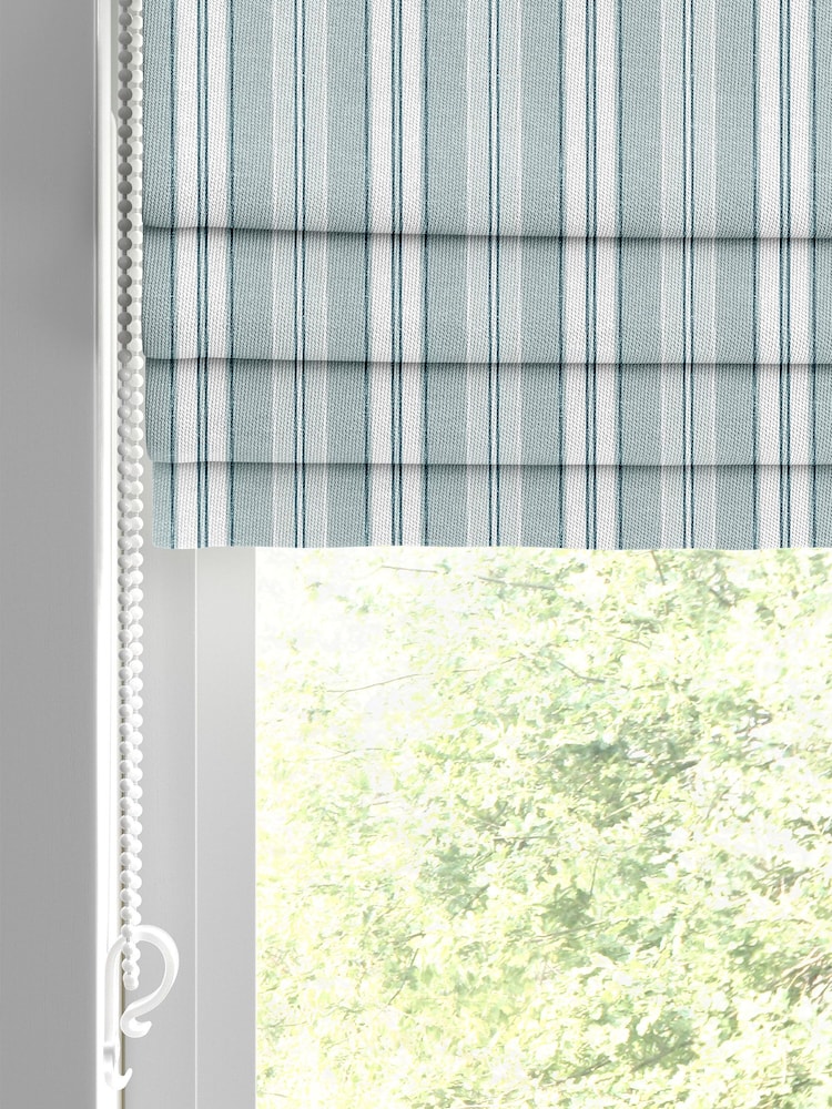 Laura Ashley Green 100% Cotton Suffolk Stripe Made to Measure Roman Blinds - Image 2 of 6