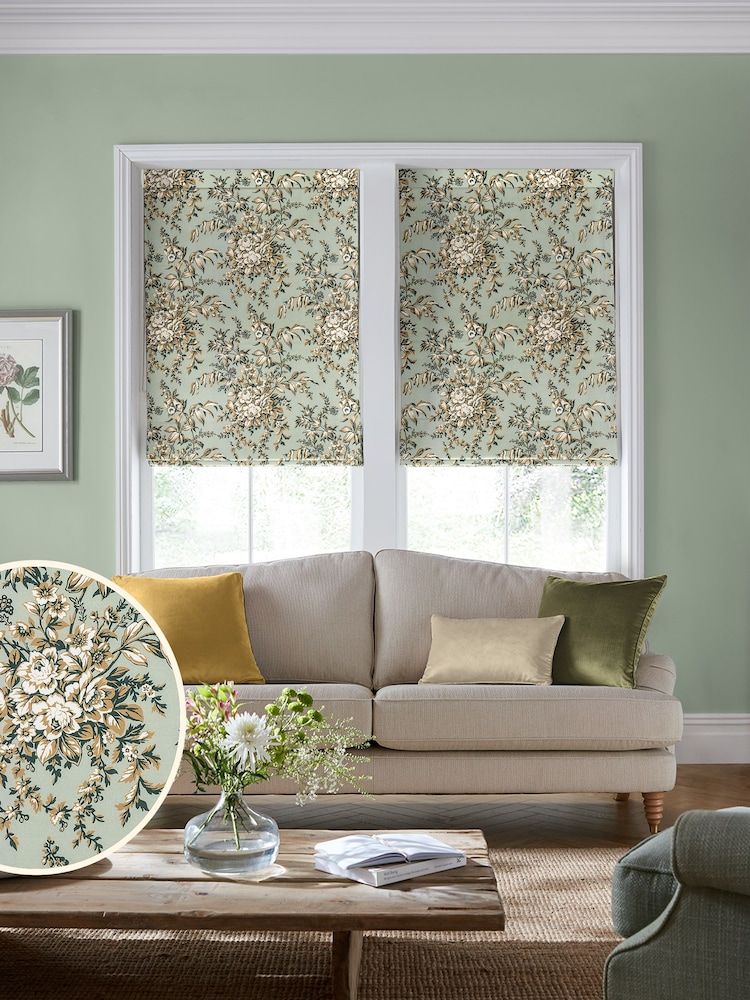 Laura Ashley Orange 100% Cotton Picardie Made to Measure Roman Blinds - Image 1 of 6