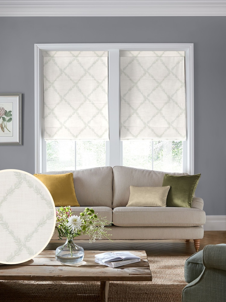 Laura Ashley Green Pennorth Made to Measure Roman Blinds - Image 1 of 6