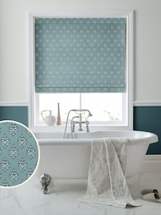 Laura Ashley Blue 100% Cotton Gower Made to Measure Roman Blinds - Image 1 of 6