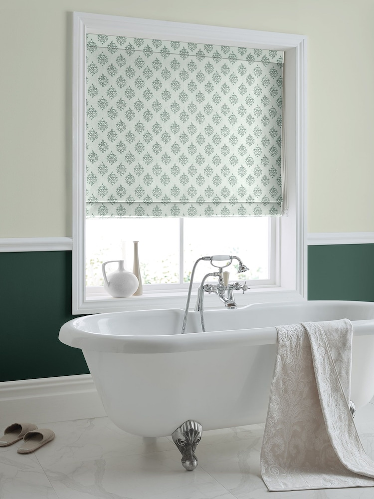Laura Ashley Green 100% Cotton Gower Made to Measure Roman Blinds - Image 1 of 6
