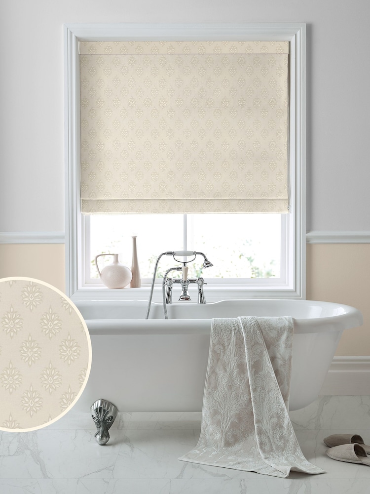 Laura Ashley Grey 100% Cotton Gower Made to Measure Roman Blinds - Image 1 of 6