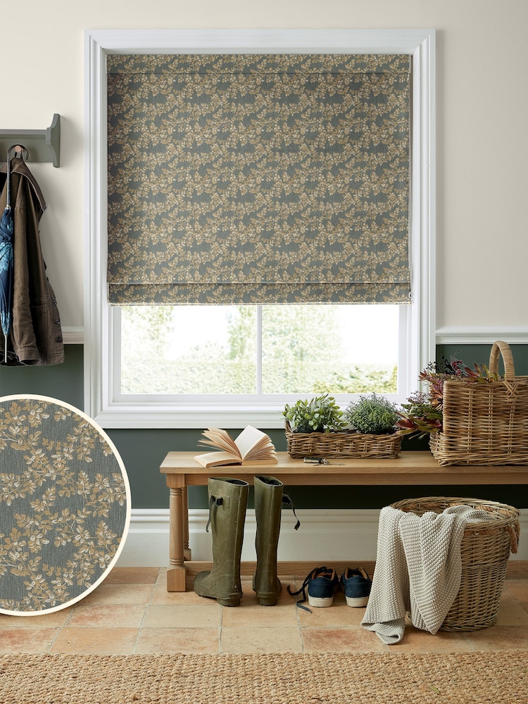 Laura Ashley Green Burnham Woven Made to Measure Roman Blinds - Image 1 of 6