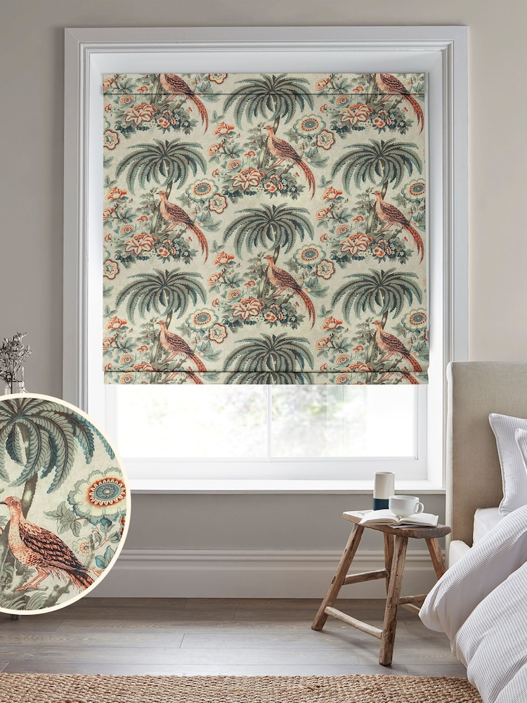 Laura Ashley Green 100% Cotton Burdett Made to Measure Roman Blinds - Image 1 of 6