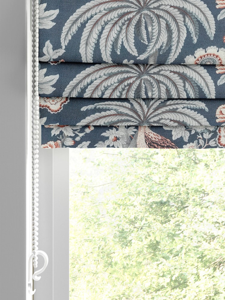 Laura Ashley Blue 100% Cotton Burdett Made to Measure Roman Blinds - Image 2 of 6
