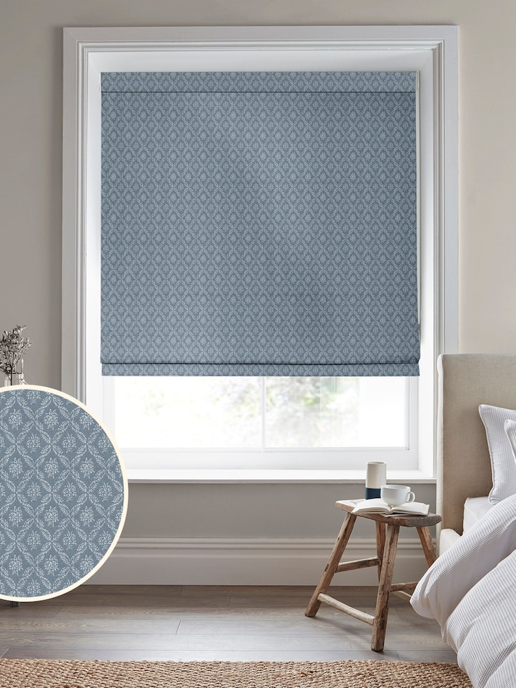 Laura Ashley Blue Abingdon Made to Measure Roman Blinds - Image 1 of 6