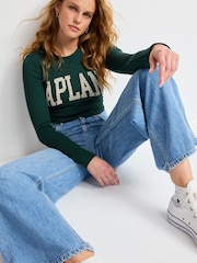 Lapland Teal Blue Christmas Long Sleeve T-Shirt - Image 3 of 5