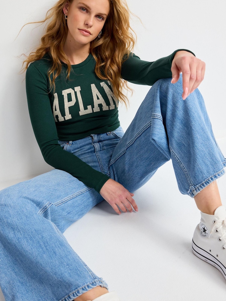 Lapland Teal Blue Christmas Long Sleeve T-Shirt - Image 3 of 5