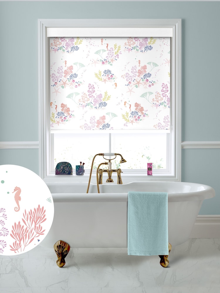 Sara Miller White Underwater Made to Measure Roller Blinds - Image 1 of 6