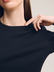 Black Long Sleeve Ribbed Crew Neck Top - Image 4 of 6
