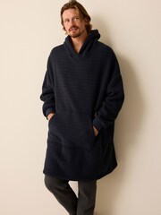 Navy Blue Borg Lined Oversized Blanket Hoodie - Image 1 of 9