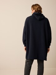 Navy Blue Borg Lined Oversized Blanket Hoodie - Image 3 of 9
