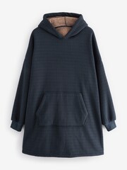 Navy Blue Borg Lined Oversized Blanket Hoodie - Image 7 of 9